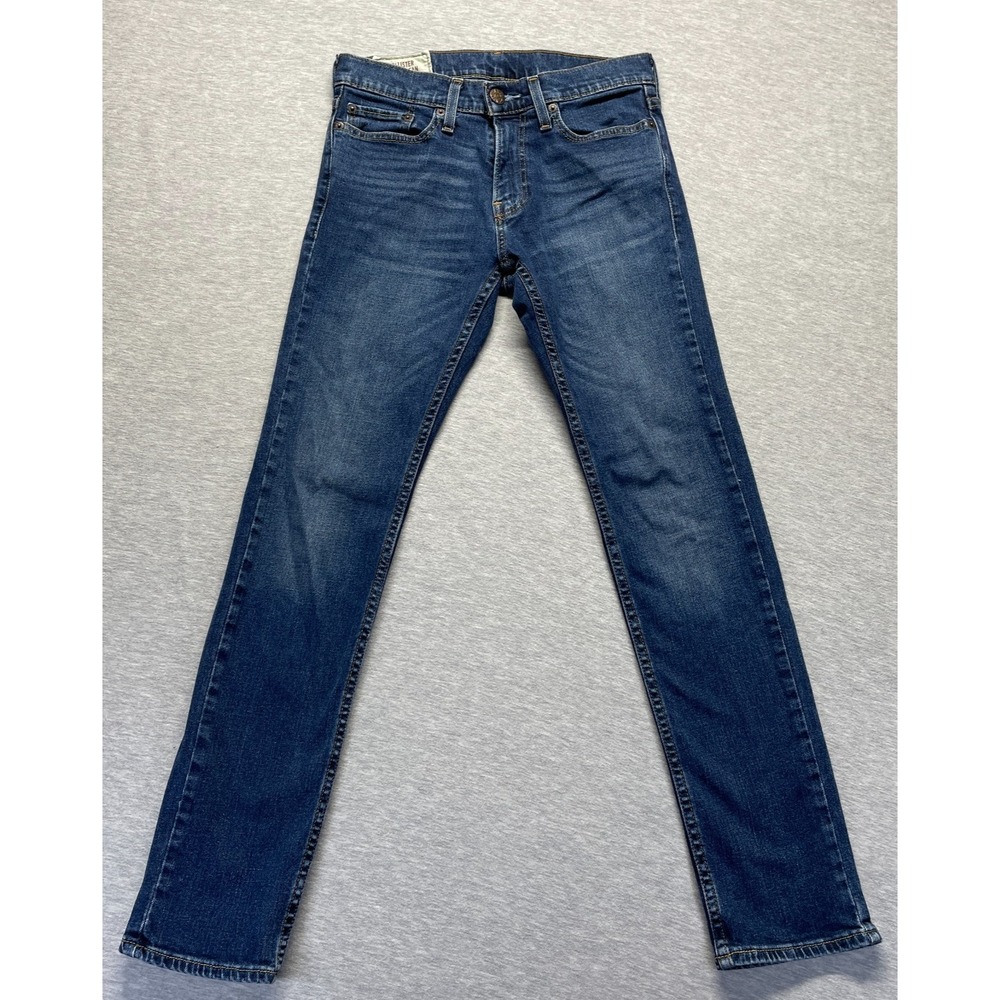 Hollister Skinny Jeans Men 28x30 Blue Denim Dark Wash Mid Rise Casual Streetwear